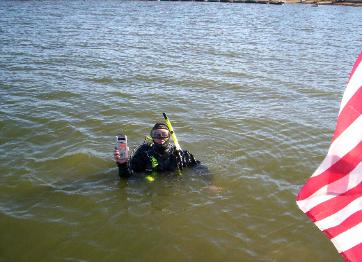 Dry suit used for winter cold water recovery